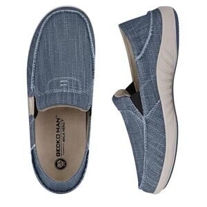 Walk Hero Gecko Man Men's Canvas Slip On Shoe Loafer Blue Size 11 Arch Support